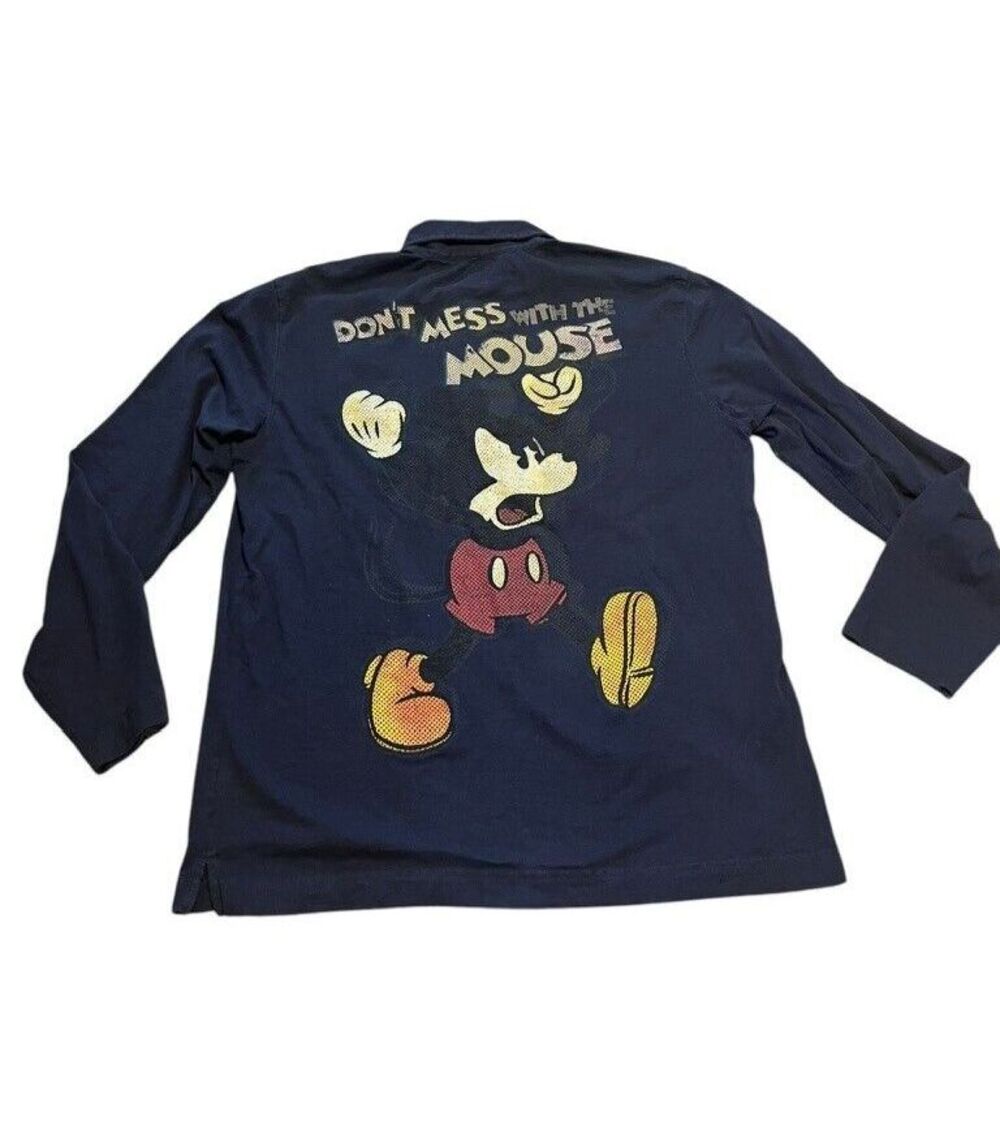 Disney Don't Mess with the Mouse Mickey Polo Shirt Men's Size Large Vintage